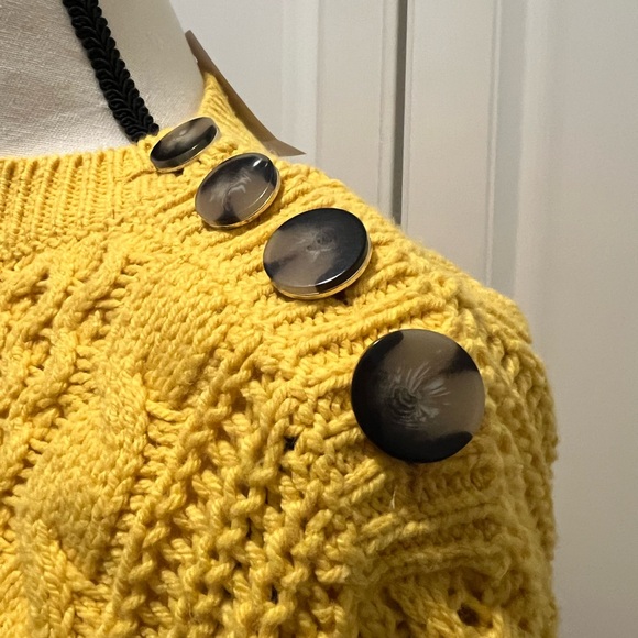 NWT Ann Taylor mixed cable knit sweater canary yellow size M - Picture 7 of 12